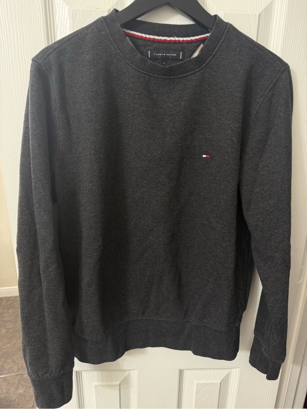 Tommy Hilfiger Men's Dark Charcoal Crewneck Sweater with Logo